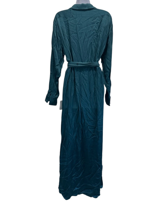 Sies Marjan Size 6 Teal Blue Viscose Blend Long Sleeve Satin Collar Dress Teal Blue / 6
