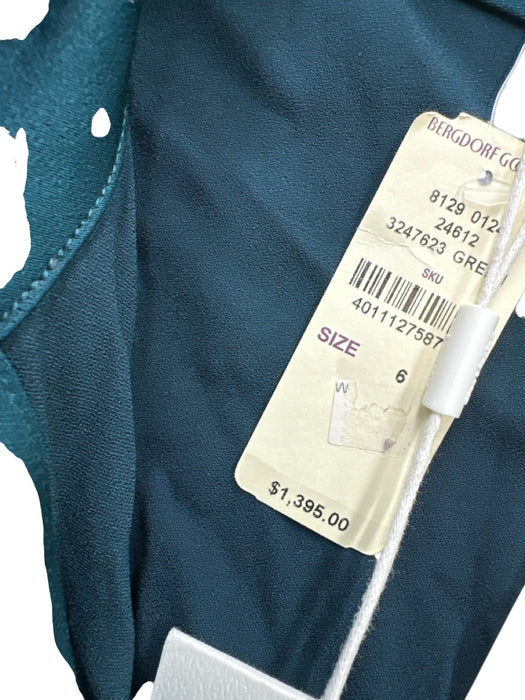 Sies Marjan Size 6 Teal Blue Viscose Blend Long Sleeve Satin Collar Dress Teal Blue / 6