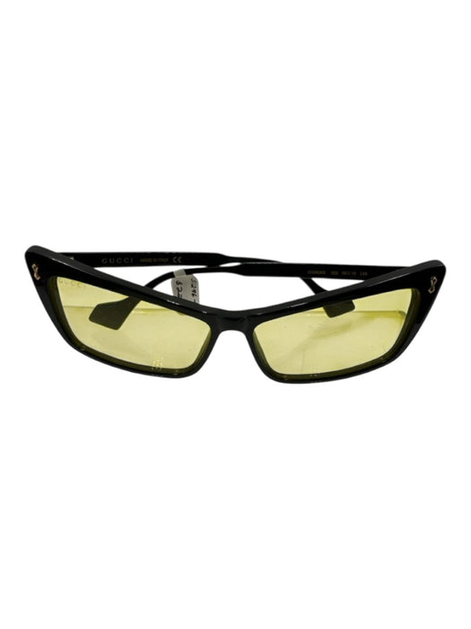 Gucci Black & Yellow Acetate Cat Eye Tinted Sunglasses Black & Yellow