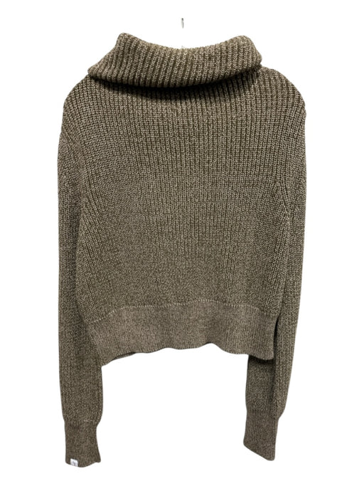 Varley Size S Green & Cream Cotton Knit Heathered 1/2 Zip High Neck Jacket Green & Cream / S