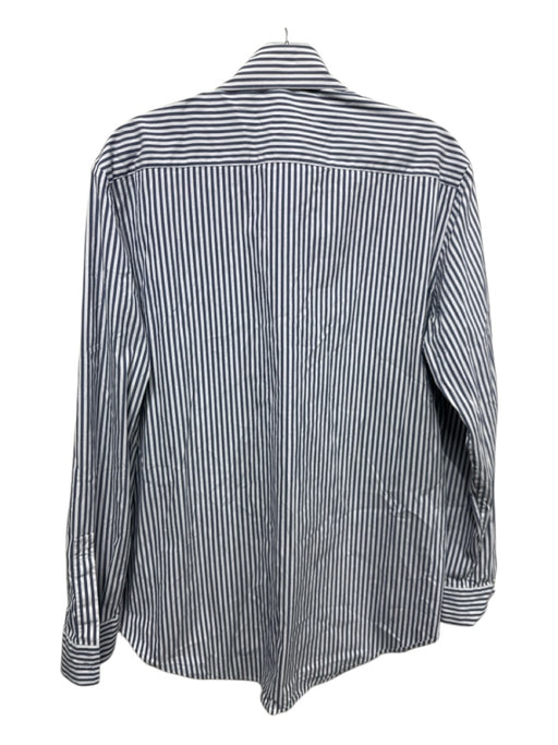 Michael Kors Collection Size 6 White & Blue Cotton Long Sleeve Striped Top White & Blue / 6