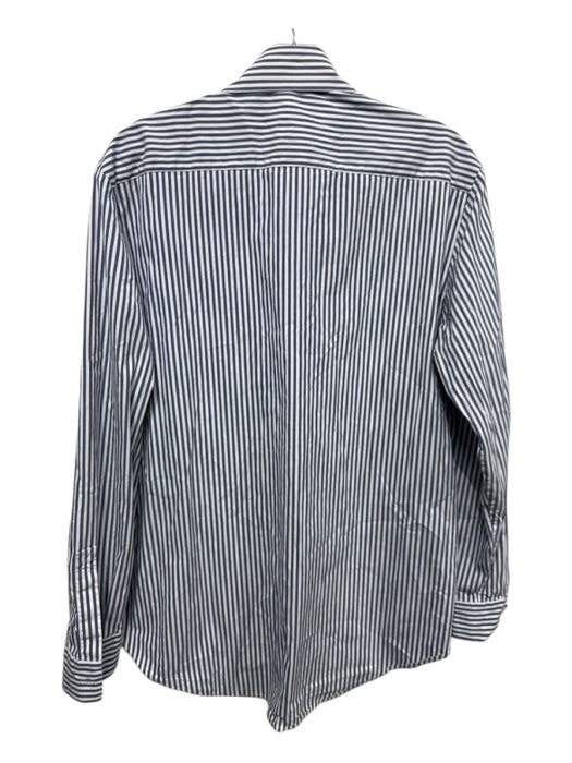 Michael Kors Collection Size 6 White & Blue Cotton Long Sleeve Striped Top White & Blue / 6
