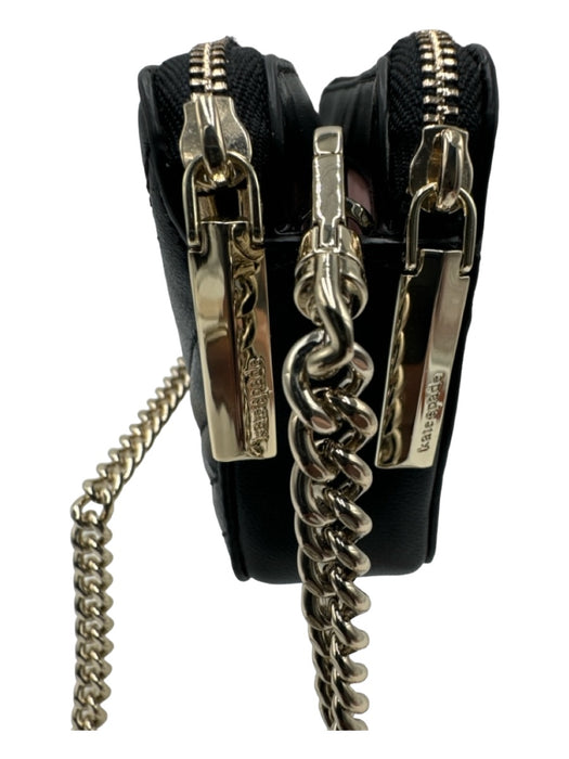Kate Spade Black Leather Crossbody Zip Close Multi pocket Purse Black