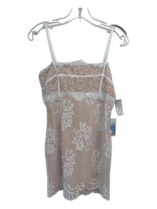 Majorelle Size S White & Beige Cotton Blend Lace Overlay Spaghetti Strap Dress White & Beige / S