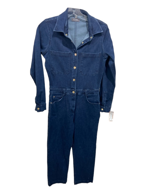DL1961 Size S Dark Wash Cotton Denim Collar Long Sleeve Button Front Jumpsuit Dark Wash / S