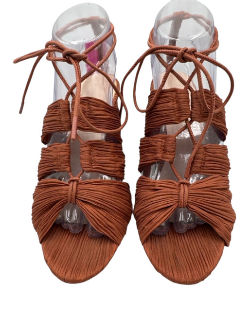 Loeffler Randall Shoe Size 8.5 Clay Orange textile upper Lace Up Ankle Sandals Clay Orange / 8.5