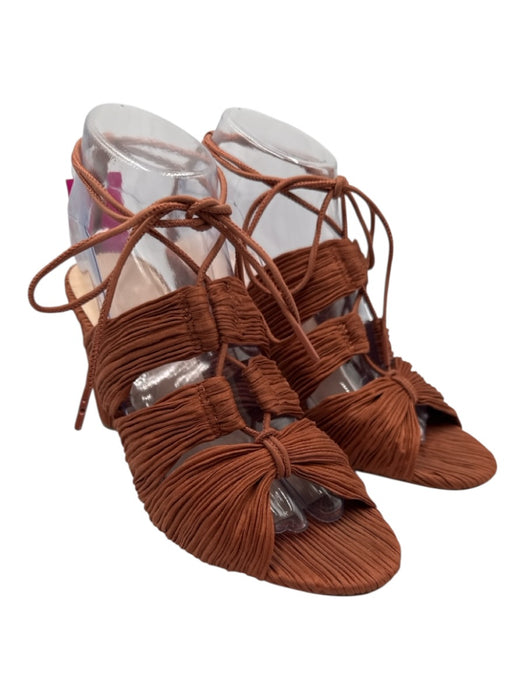 Loeffler Randall Shoe Size 8.5 Clay Orange textile upper Lace Up Ankle Sandals Clay Orange / 8.5