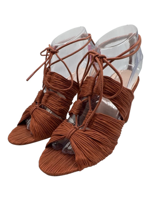 Loeffler Randall Shoe Size 8.5 Clay Orange textile upper Lace Up Ankle Sandals Clay Orange / 8.5