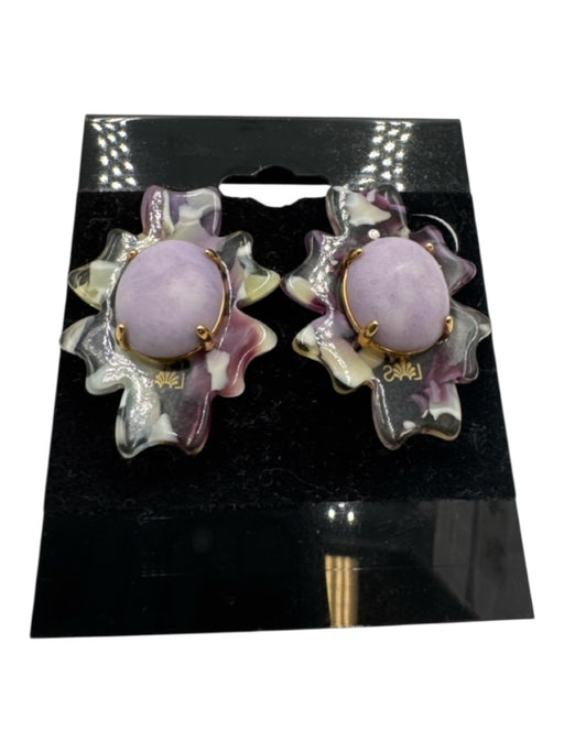 Lele Sadoughi Purple & Clear Acetate Stone Floral Post Back Earrings Purple & Clear