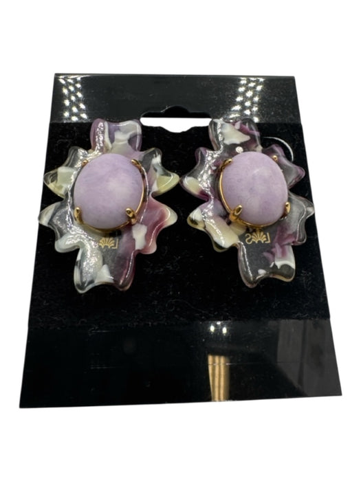 Lele Sadoughi Purple & Clear Acetate Stone Floral Post Back Earrings Purple & Clear