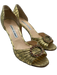 Manolo Blahnik Shoe Size 36 Gold textile upper Leather D'Orsay Embellished Pumps Gold / 36