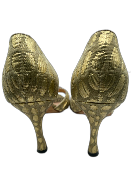 Manolo Blahnik Shoe Size 36 Gold textile upper Leather D'Orsay Embellished Pumps Gold / 36