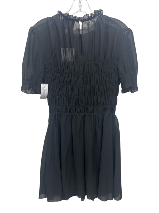 Reformation Size 2 Black Polyester Sheer Overlay Smocked Bodice Dress Black / 2
