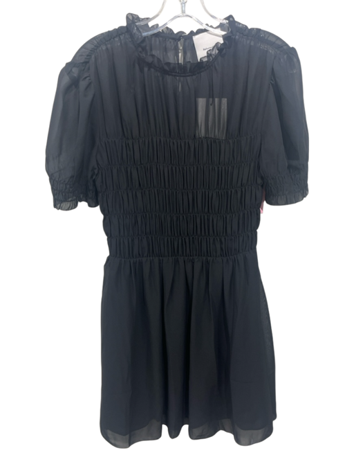 Reformation Size 2 Black Polyester Sheer Overlay Smocked Bodice Dress Black / 2
