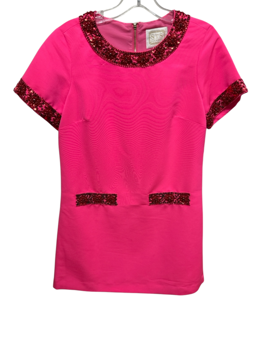 STS Sail to Sable Size S Hot Pink & Red Polyester Sequin Detail Shift Dress Hot Pink & Red / S