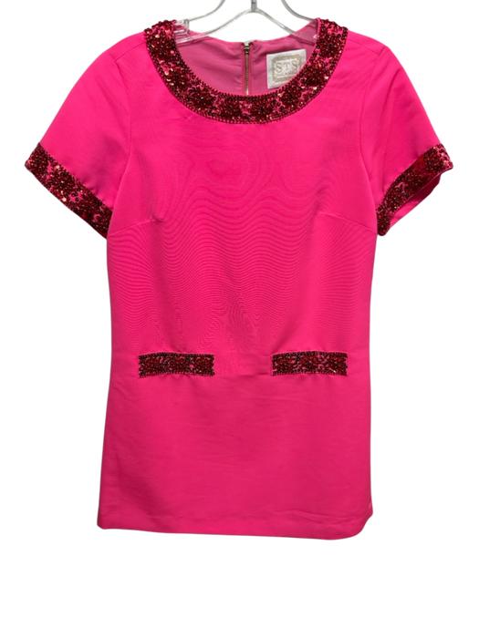 STS Sail to Sable Size S Hot Pink & Red Polyester Sequin Detail Shift Dress Hot Pink & Red / S
