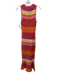 Milly Size P Red, Orange, Pink Viscose Blend Knit Chevron Sleeveless Midi Dress Red, Orange, Pink / P