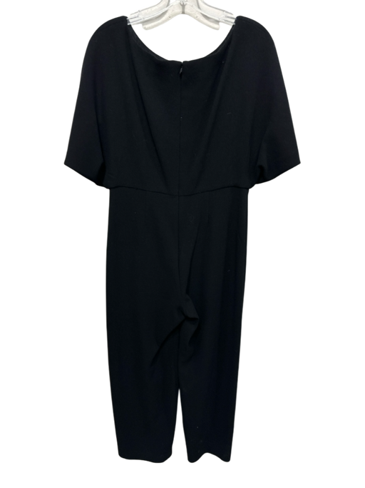Lela Rose Size 8 Black Wool Blend Keyhole Front Cocoon Sleeve Wide Leg Jumpsuit Black / 8
