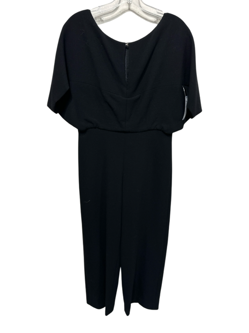Lela Rose Size 8 Black Wool Blend Keyhole Front Cocoon Sleeve Wide Leg Jumpsuit Black / 8
