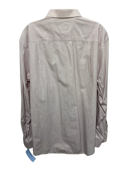 Burberrys Size 17 Red & White Cotton Striped Button up Men's Long Sleeve Shirt Red & White / 17