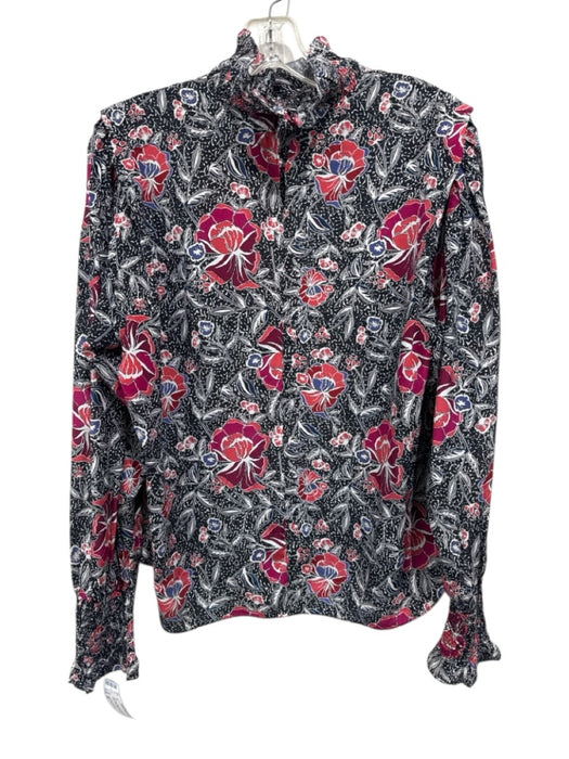 Isabel Marant Etoile Size 40 Red, Pink, Blue Silk Long puff sleeve Floral Top Red, Pink, Blue / 40