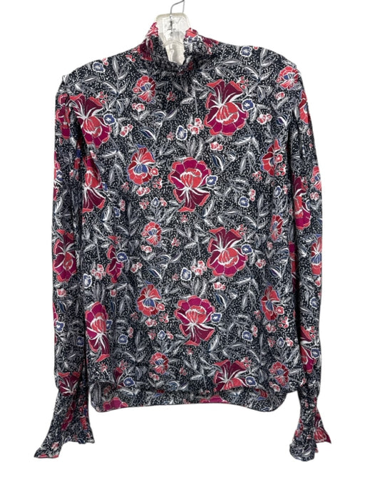 Isabel Marant Etoile Size 40 Red, Pink, Blue Silk Long puff sleeve Floral Top Red, Pink, Blue / 40