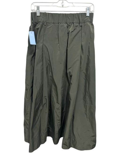 Aspesi Size Large Olive Green Polyester Elastic Waist Button Front Pleated Skirt Olive Green / Large