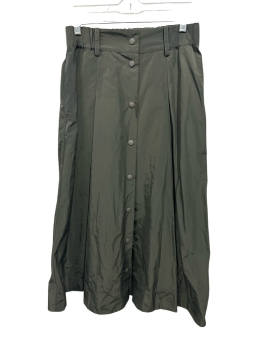 Aspesi Size Large Olive Green Polyester Elastic Waist Button Front Pleated Skirt Olive Green / Large