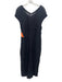 Pomandere Size 2 Gray Blue Linen Cap Sleeve V Neck Midi Dress Gray Blue / 2