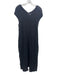 Pomandere Size 2 Gray Blue Linen Cap Sleeve V Neck Midi Dress Gray Blue / 2