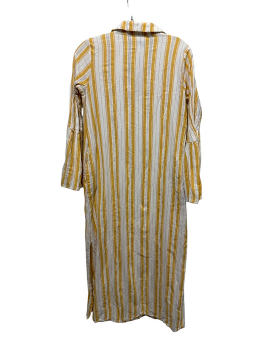 Mille Resort & Travel Size XS Yellow & White Cotton Long Sleeve Striped Dress Yellow & White / XS