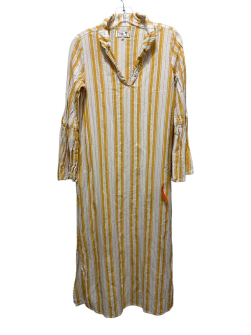 Mille Resort & Travel Size XS Yellow & White Cotton Long Sleeve Striped Dress Yellow & White / XS