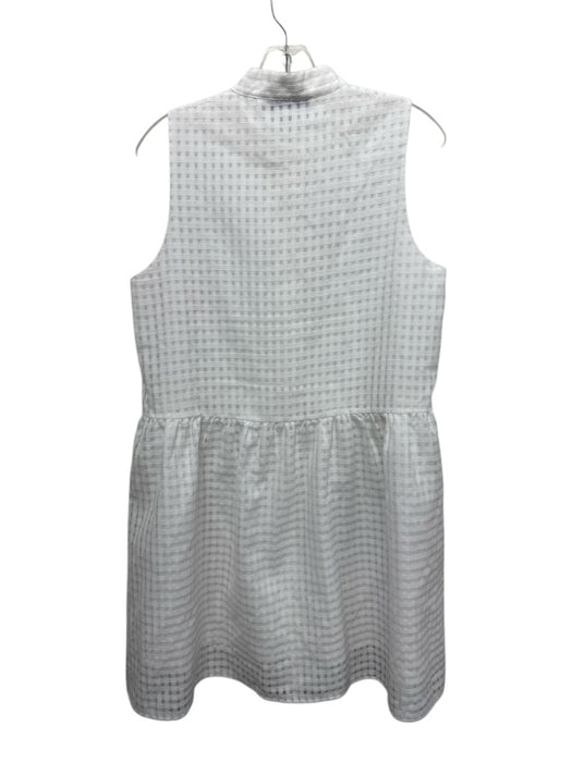 Tuckernuck Size M White Polyester Sleeveless Windowpane 1/4 Button Dress White / M
