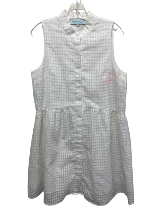 Tuckernuck Size M White Polyester Sleeveless Windowpane 1/4 Button Dress White / M