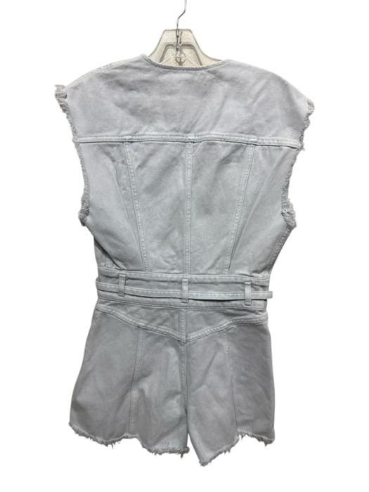 IRO Size 34 Light Blue Cotton Denim Sleeveless Cut Out Zip Belt Incl. Romper Light Blue / 34