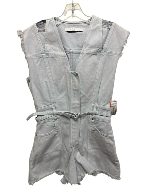 IRO Size 34 Light Blue Cotton Denim Sleeveless Cut Out Zip Belt Incl. Romper Light Blue / 34