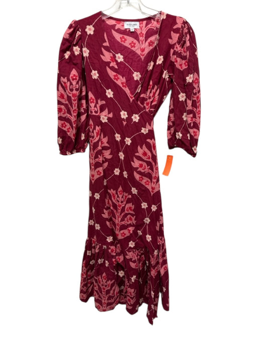 Olivia James the Label Size XS Red & Pink Cotton Balloon Half Sleeve Wrap Dress Red & Pink / XS