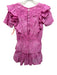 Loveshackfancy Size P Hot pink Cotton Short Sleeve Floral Eyelet Tiered Dress Hot pink / P