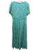 Likely Size 10 Blue & Green Short Puff Sleeve Floral Print Empire Waist Dress Blue & Green / 10