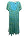 Likely Size 10 Blue & Green Short Puff Sleeve Floral Print Empire Waist Dress Blue & Green / 10
