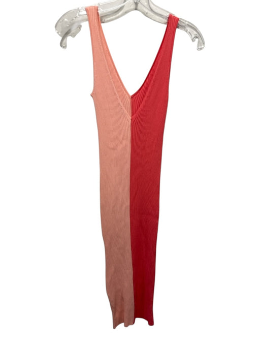 Staud Size XS Orange & Peach Viscose & Nylon Sleeveless Rib Knit Midi Dress Orange & Peach / XS