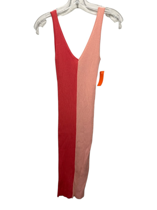 Staud Size XS Orange & Peach Viscose & Nylon Sleeveless Rib Knit Midi Dress Orange & Peach / XS