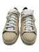 P448 Shoe Size 42 Beige & Red Leather Perforated lace up Low Top Sneakers Beige & Red / 42