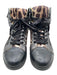 Justcavalli Shoe Size 38 Black & Brown Embossed Leather Satin High Top Sneakers Black & Brown / 38