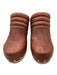 Paige Shoe Size 9 Brown & Beige Leather Wood Sole Stud Detail Clog Mules Brown & Beige / 9