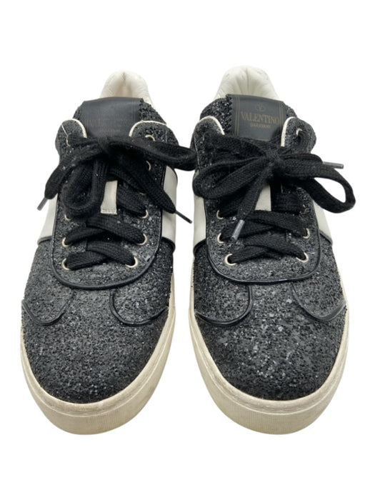 Valentino Garavani Shoe Size 36.5 Gray, Black, White Leather Glitter Sneakers Gray, Black, White / 36.5