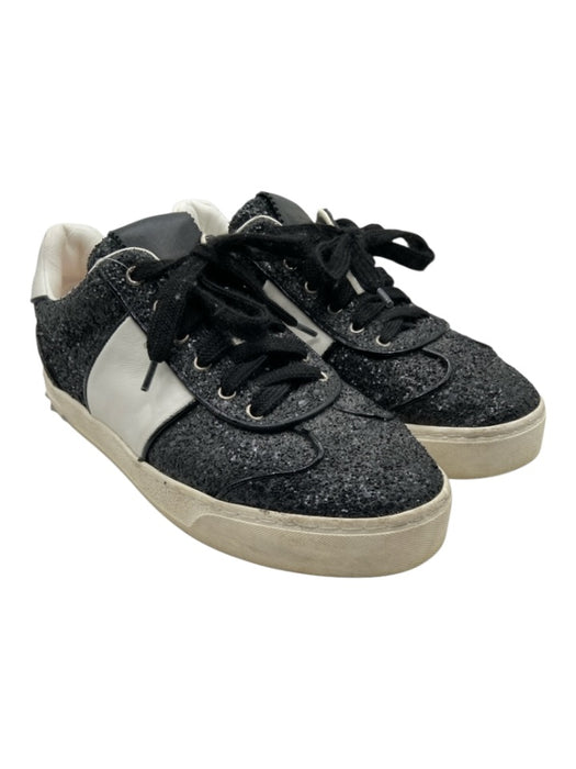 Valentino Garavani Shoe Size 36.5 Gray, Black, White Leather Glitter Sneakers Gray, Black, White / 36.5
