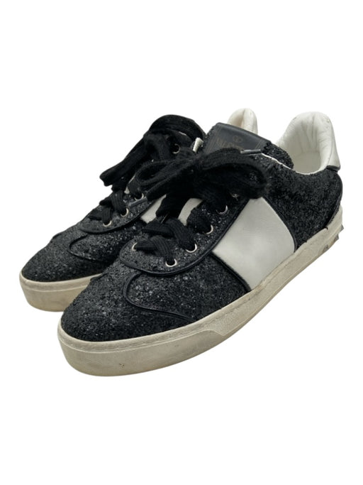Valentino Garavani Shoe Size 36.5 Gray, Black, White Leather Glitter Sneakers Gray, Black, White / 36.5
