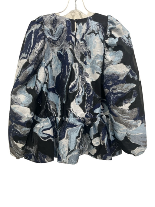 Stine Goya Size M Silver, Blue, Black Polyester & Polyamide Long puff sleeve Top Silver, Blue, Black / M