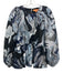 Stine Goya Size M Silver, Blue, Black Polyester & Polyamide Long puff sleeve Top Silver, Blue, Black / M